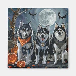 Siberian Husky Halloween Spooky  Magnet