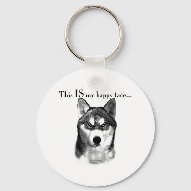 Siberian Husky Happy Face Key Ring (Front)