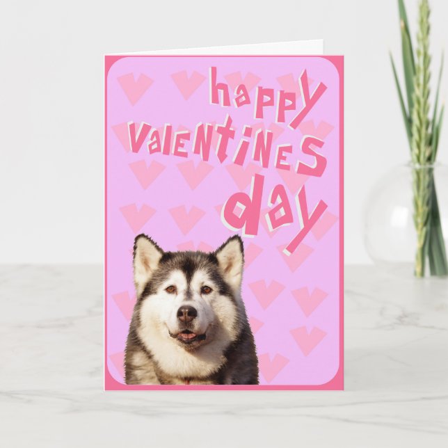 Siberian Husky Happy Valentine's Day Greeting Card (Front)