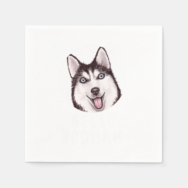 Siberian Husky Head Dog Breed Animal Pet Lover Gif Napkin (Front)