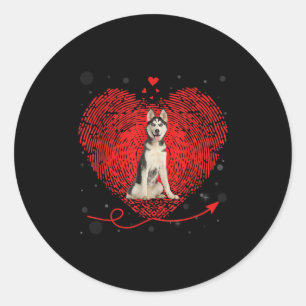 Siberian Husky Heart Love   Funny Valentine Gift Classic Round Sticker