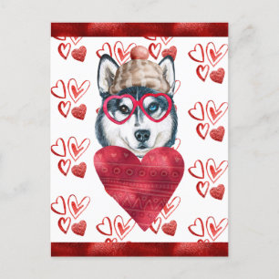 Siberian Husky Hearts Dog Lover Valentine Gift Holiday Postcard