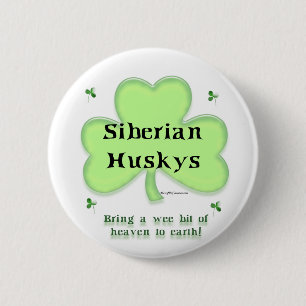 Siberian Husky Heaven; Husky St. Patrick's day 6 Cm Round Badge