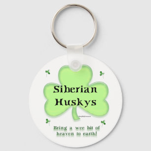 Siberian Husky Heaven; Husky St. Patrick's day Key Ring