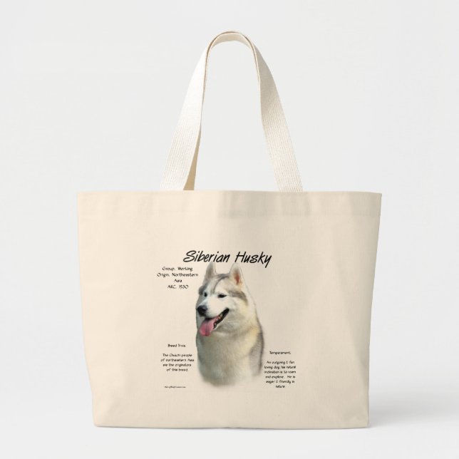 Siberian Husky History Design Large Tote Bag (Front)