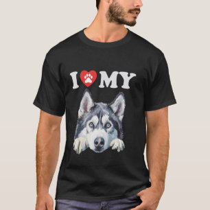 Siberian Husky I Heart My Dog Funny Dog Lover T-Shirt