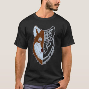 Siberian Husky Imprint Motif Dog Face Pet Artwork T-Shirt