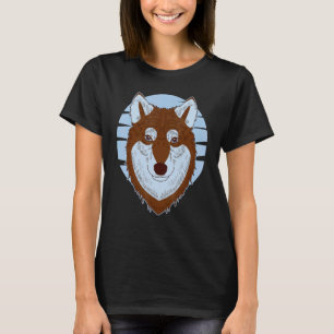 Siberian Husky Imprint Motif Dog Face Pet Artwork T-Shirt