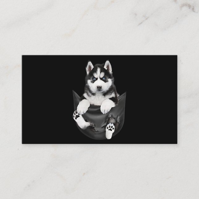 Siberian Husky In Pocket Puppy Business Card (Front)