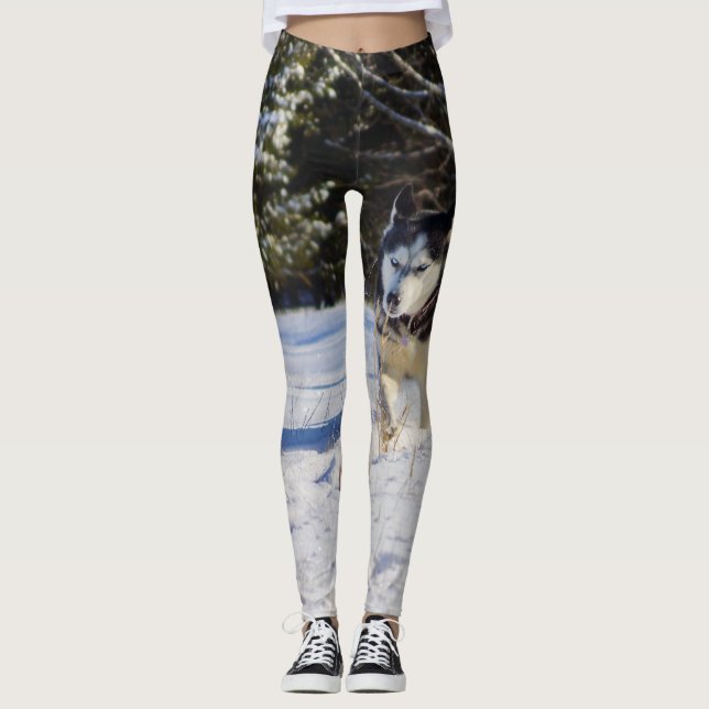 Siberian Husky In The Snow Leggings (Front)