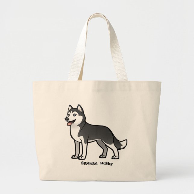 Siberian Husky Large Tote Bag (Front)