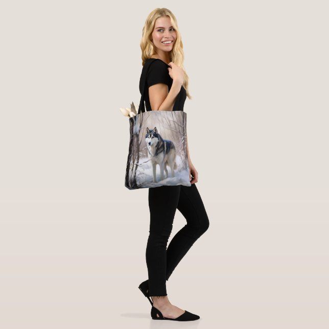 Siberian Husky Let It Snow Christmas Tote Bag (On Model)