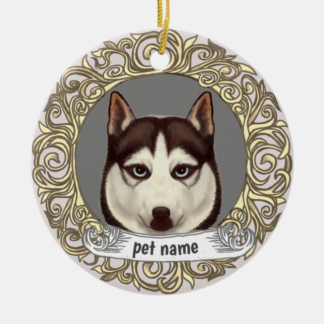 Siberian Husky Loving Memory ornament (Front)