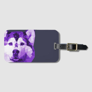 Siberian Husky Low Poly Art in Purple Luggage Tag