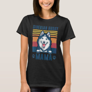 Siberian Husky Mama Mother Retro Dog Mum T-Shirt
