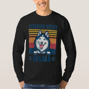 Siberian Husky Mama Mother Retro Dog Mum T-Shirt
