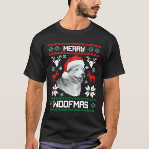 Siberian Husky Merry Woofmas Christmas Dog T-Shirt