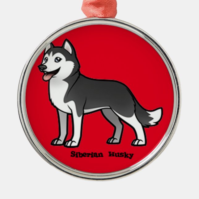Siberian Husky Metal Tree Decoration (Front)
