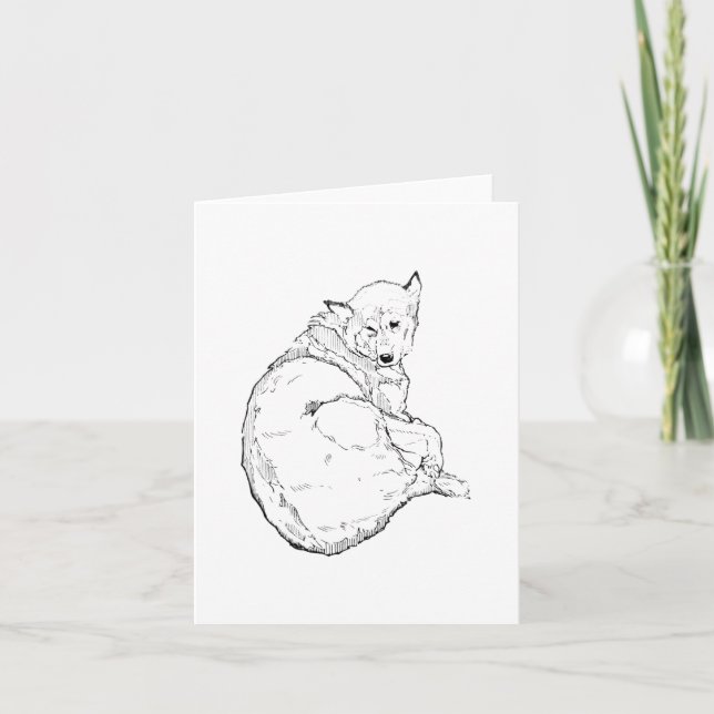 Siberian Husky, Minimalist Dog Illustration  Card (Front)