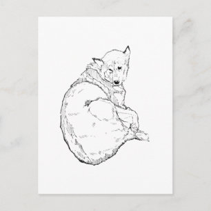 Siberian Husky, Minimalist Dog Illustration Postcard