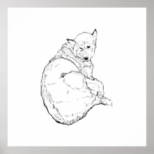 Siberian Husky, Minimalist Dog Illustration Wall  Poster