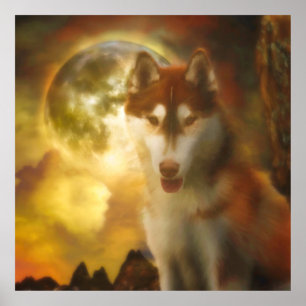 SIBERIAN HUSKY MOON KINGDOM POSTER