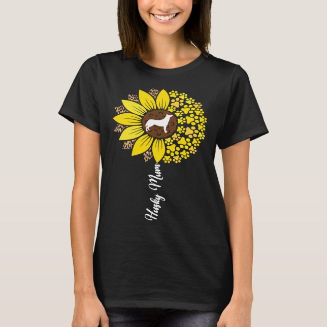 Siberian Husky Mum For Women Sunflower Husky Mum D T-Shirt (Front)