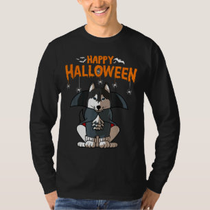 Siberian Husky Mum Funny Dog Halloween Vampire W T-Shirt