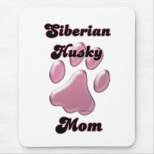 Siberian Husky Mum Pink Pawprint  Mouse Mat