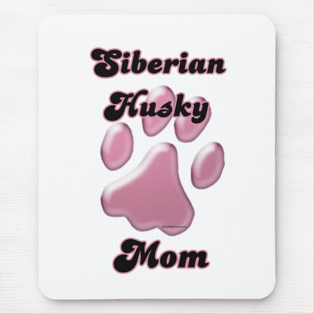 Siberian Husky Mum Pink Pawprint  Mouse Mat (Front)