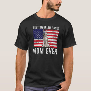 Siberian Husky Mum Usa American Flag Dog Owner T-Shirt
