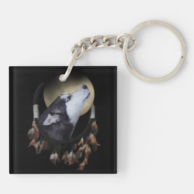 Siberian Husky Mystical Dreamcatcher Key Ring (Back)