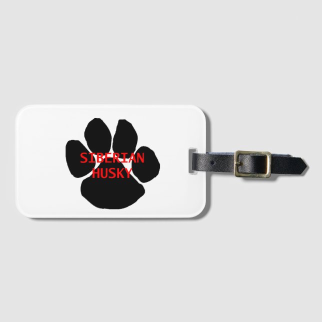 siberian husky name paw luggage tag (Front Horizontal)