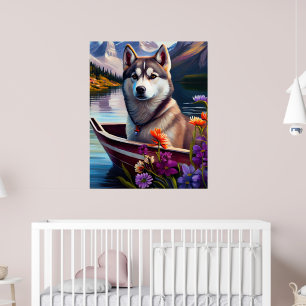 Siberian Husky on a Paddle: A Scenic Adventure Poster