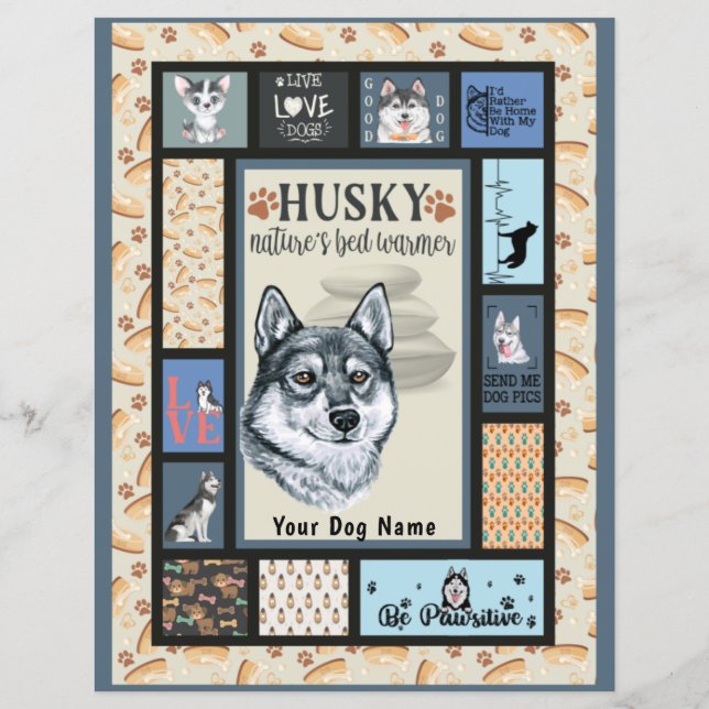 Siberian Husky Owner Lover Funny Keepsake Quilt  (Back)