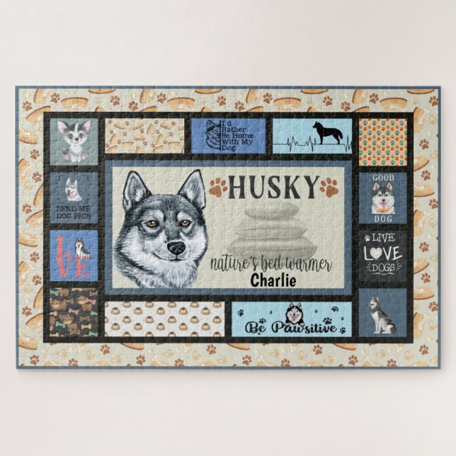 Siberian Husky Owner Lover Funny Keepsake Quilt Jigsaw Puzzle (Horizontal)