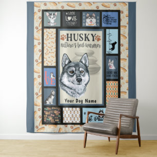 Siberian Husky Owner Lover Funny Keepsake Quilt  Tapestry