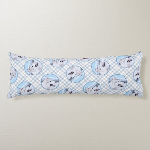 Siberian Husky Painting Silver and White Dog Art Body Cushion