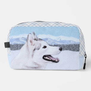 Siberian Husky Painting Silver and White Dog Art Dopp Kit