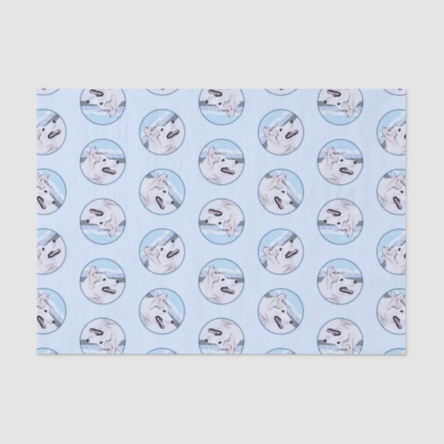 Siberian Husky Painting Silver and White Dog Art Tissue Paper (Front)