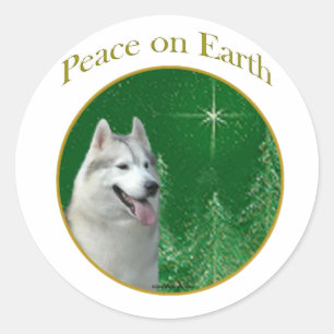 Siberian Husky Peace Classic Round Sticker