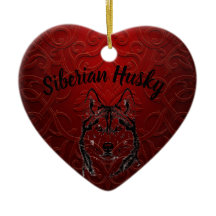 Siberian Husky Personalised Heart Ornament - pet