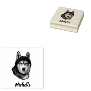 Siberian Husky Personalised Rubber Stamp