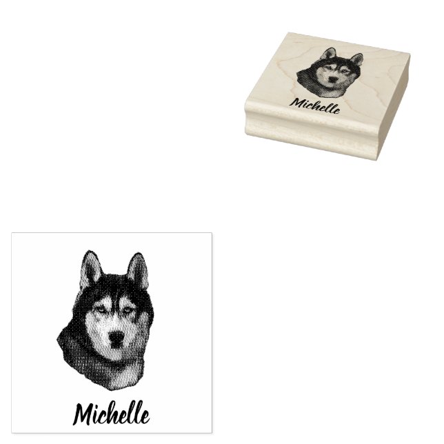 Siberian Husky  Personalised  Rubber Stamp (Stamped)