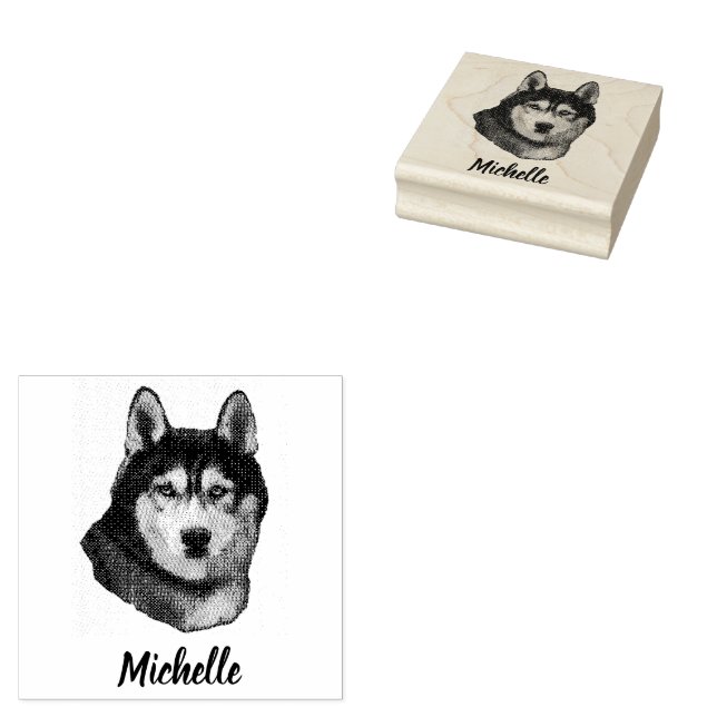 Siberian Husky  Personalised  Rubber Stamp (Stamped)