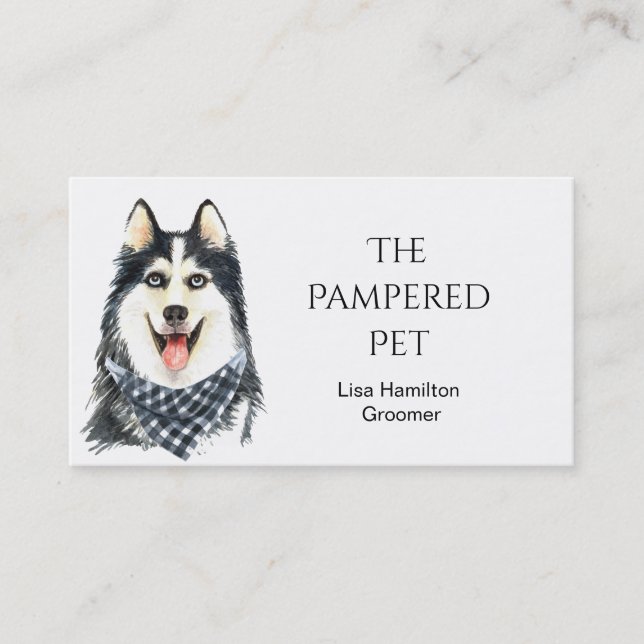Siberian Husky Pet Groomer/Vet/Sitters Business Card (Front)