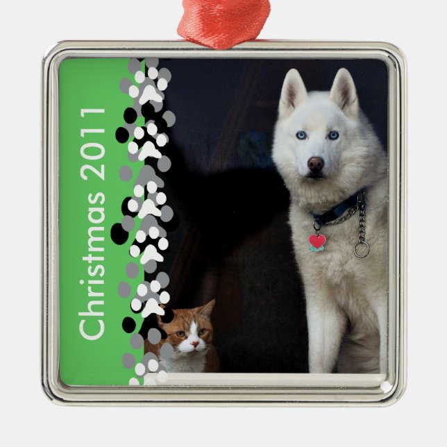 Siberian Husky Photo Metal Tree Decoration (Front)