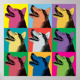 Siberian Husky Pop-Art Ornament Poster