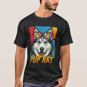 Siberian Husky Pop Art Retro Comic Style T-Shirt