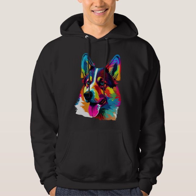 Siberian Husky Pop Cute Husky Hoodie (Front)